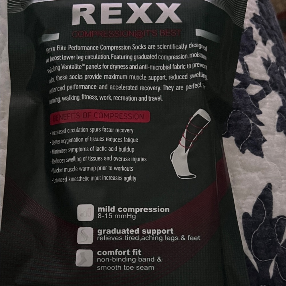 REXX Argyle Compression Socks - Black and Red - Picture 3 of 7